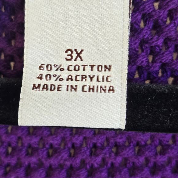 Kim Rogers Heavy One Button Open Front Cardigan Purple 3X  Chunky Knit - Picture 8 of 8